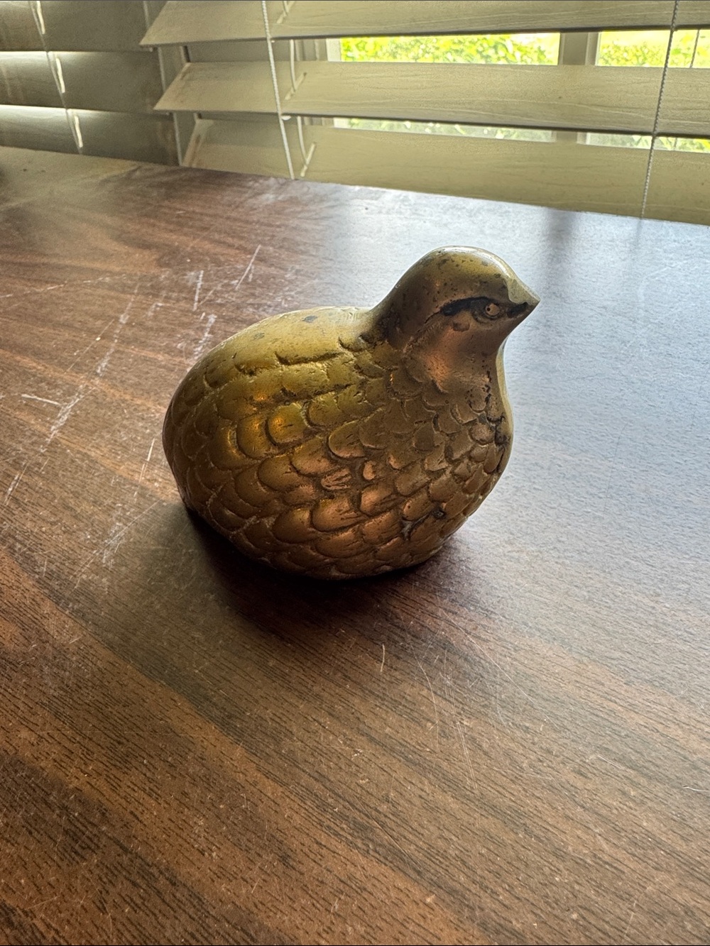 Brass Quail Figurine is paperweight